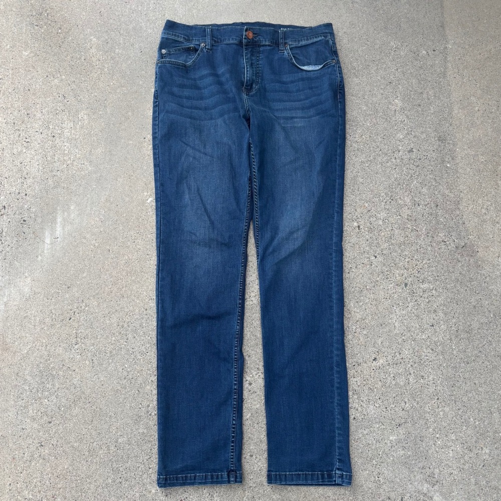 Mugsy Fulton Dark Wash Slim Straight Denim Stretchy Jeans Men's Size 34x34